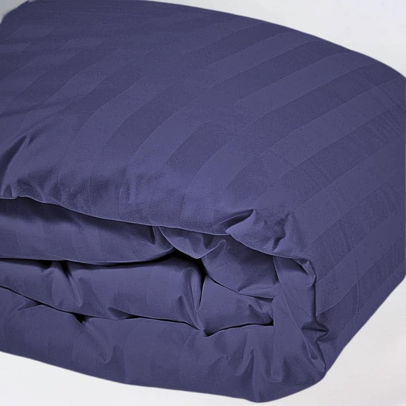 BEDDING ZONE Multi-Colored Luxury Stripe Duvet Cover - Navy, King Size (240X260) - Image 1